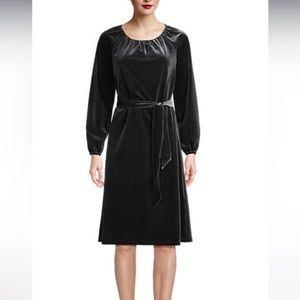 NWOT Lands End Womens Velvet Peasant Knee Length Dress Size L